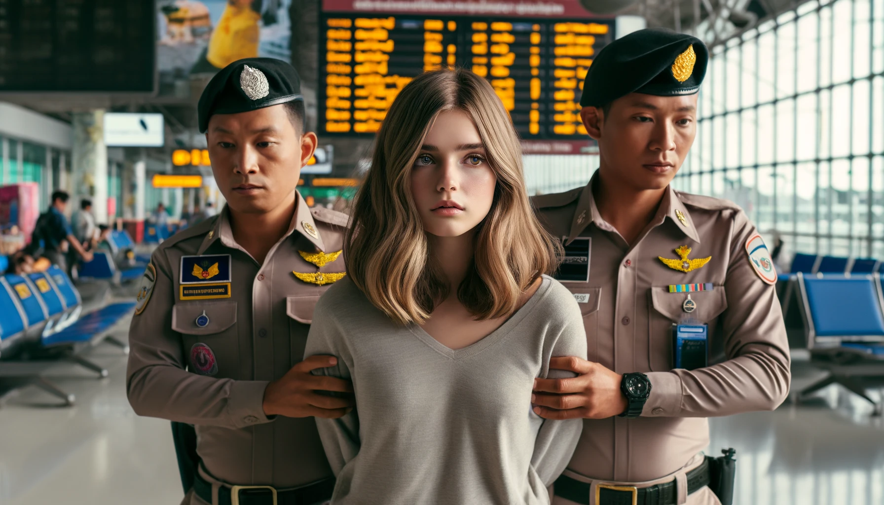 girl being arrested in thailand
